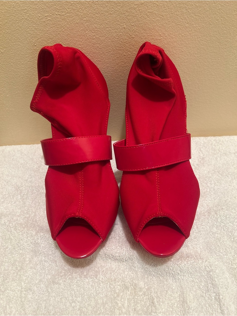 Red Peep-Toe Women's Heels